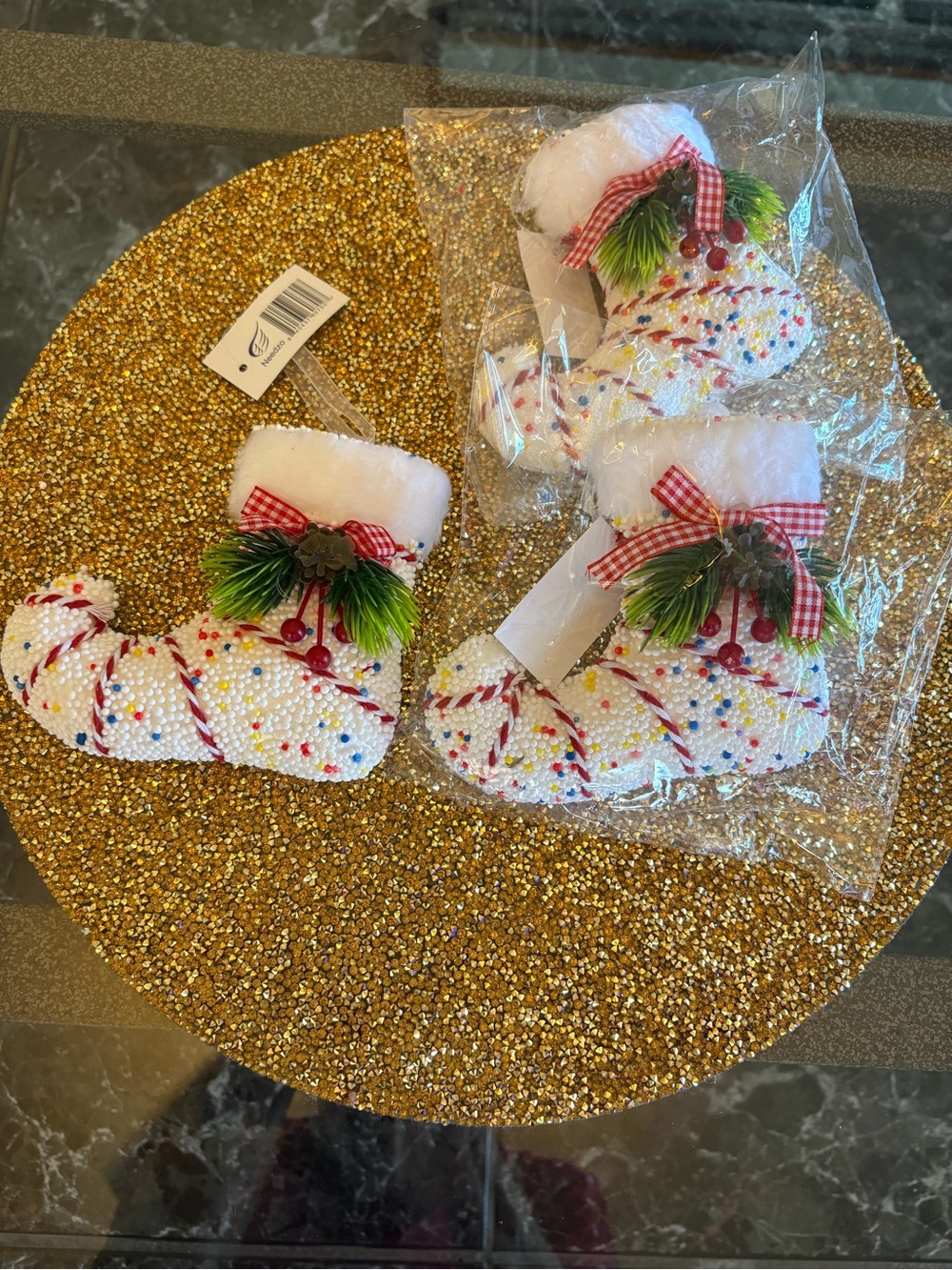 Festive NWT Elf Boots 5” set of 3  Hanging Holiday Decor